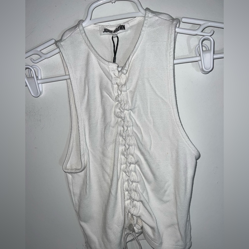 Joah Brown Lace Up Crop Tank small medium - Picture 7 of 14
